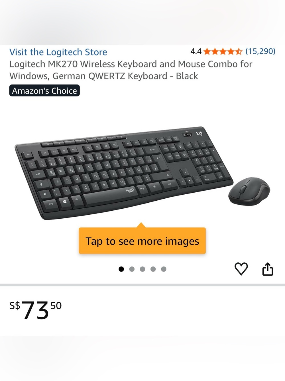 Logitech MK270 Wireless Keyboard & Mouse Combo - Black on Teal Packaging